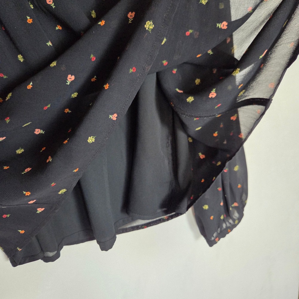 Sanctuary Blouse Women Small Black Floral Cottagecore Ruffle Empire Top - Picture 6 of 8